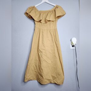 Who what wear off the shoulder khaki dress